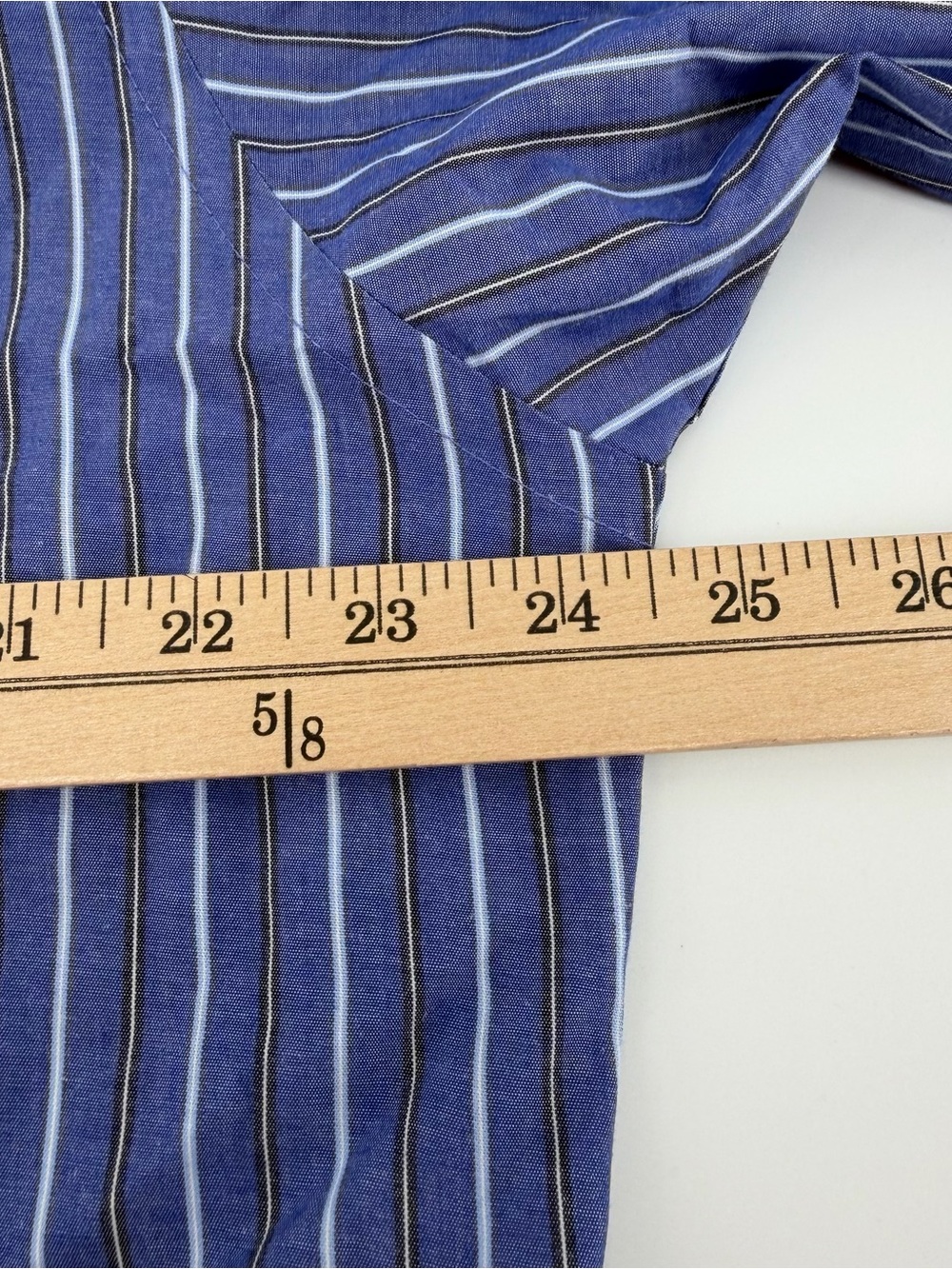 Chaps Blue & Gold Multi-Stripe Wrinkle-Free Shirt L Ivy League GrandpaCore - Picture 7 of 9